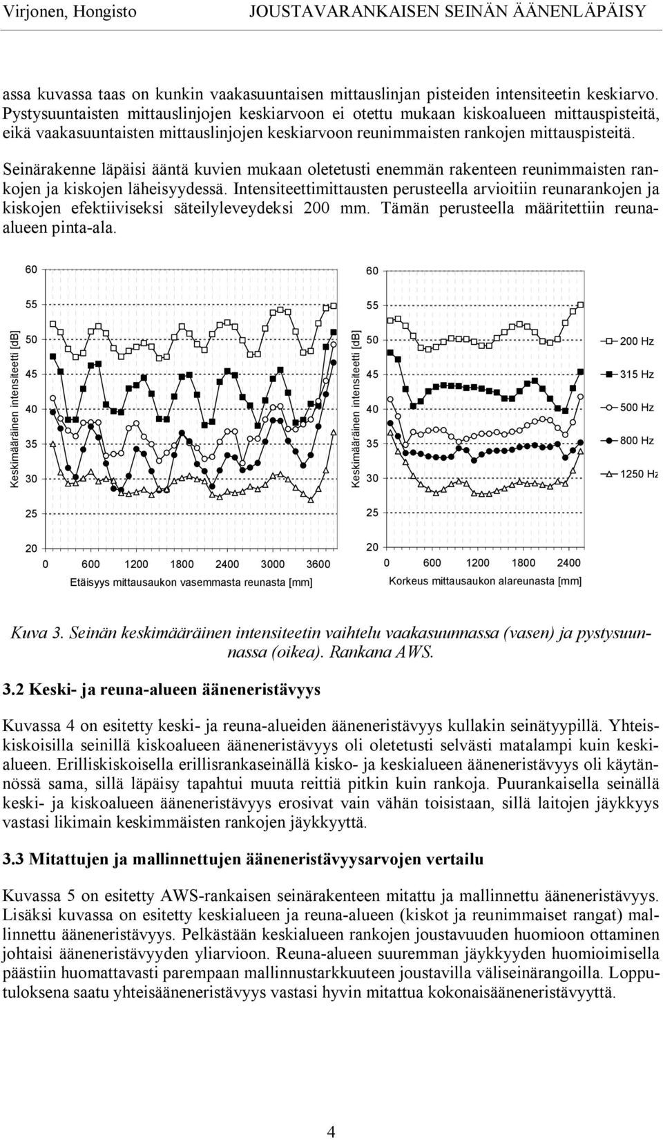 Seinärakenne läpäisi ääntä kuvien mukaan oletetusti enemmän rakenteen reunimmaisten rankojen ja kiskojen läheisyydessä.