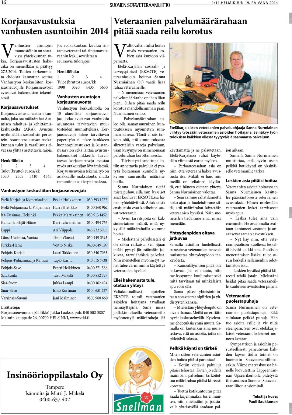 Korjausavustusten hakuaika on meneillään ja päättyy 27.3.2014. Tukien tarkemmista ehdoista kannattaa soittaa Vanhustyön keskusliiton korjausneuvojille.
