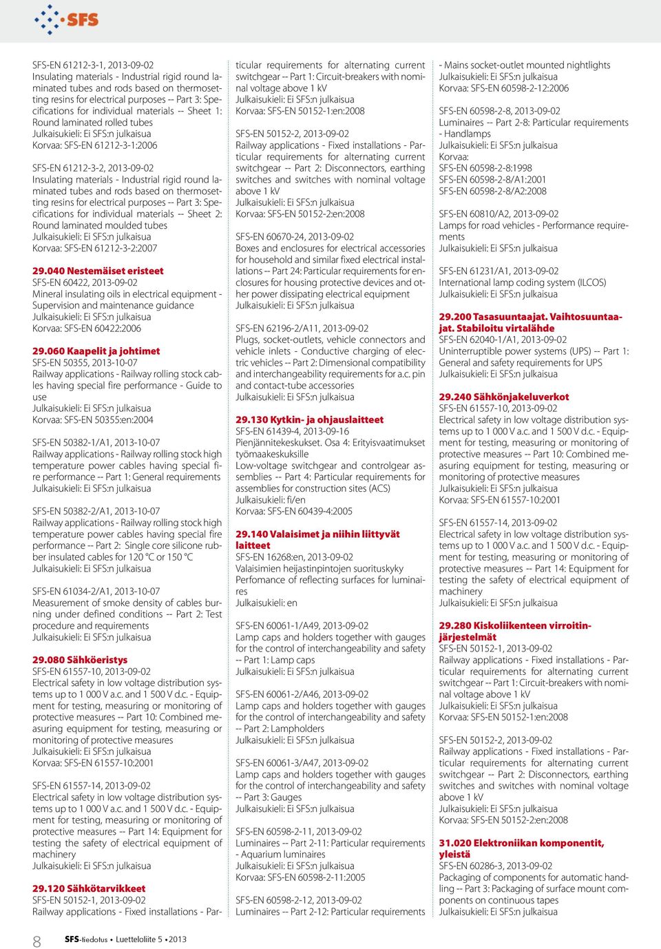 resins for electrical purposes -- Part 3: Specifications for individual materials -- Sheet 2: Round laminated moulded tubes SFS-EN 61212-3-2:2007 29.