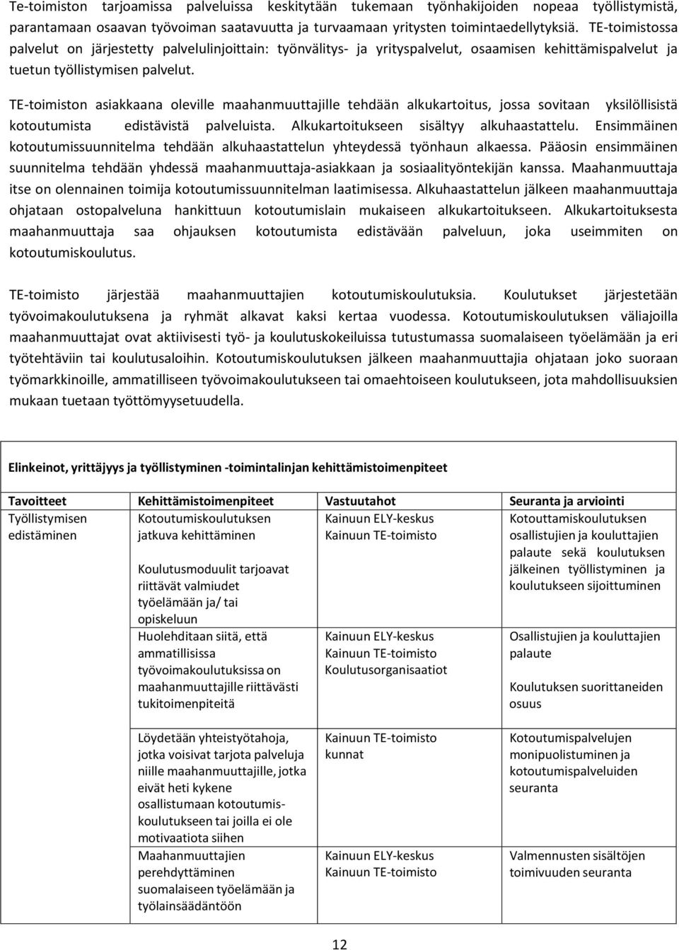 TE-toimiston asiakkaana oleville maahanmuuttajille tehdään alkukartoitus, jossa sovitaan yksilöllisistä kotoutumista edistävistä palveluista. Alkukartoitukseen sisältyy alkuhaastattelu.