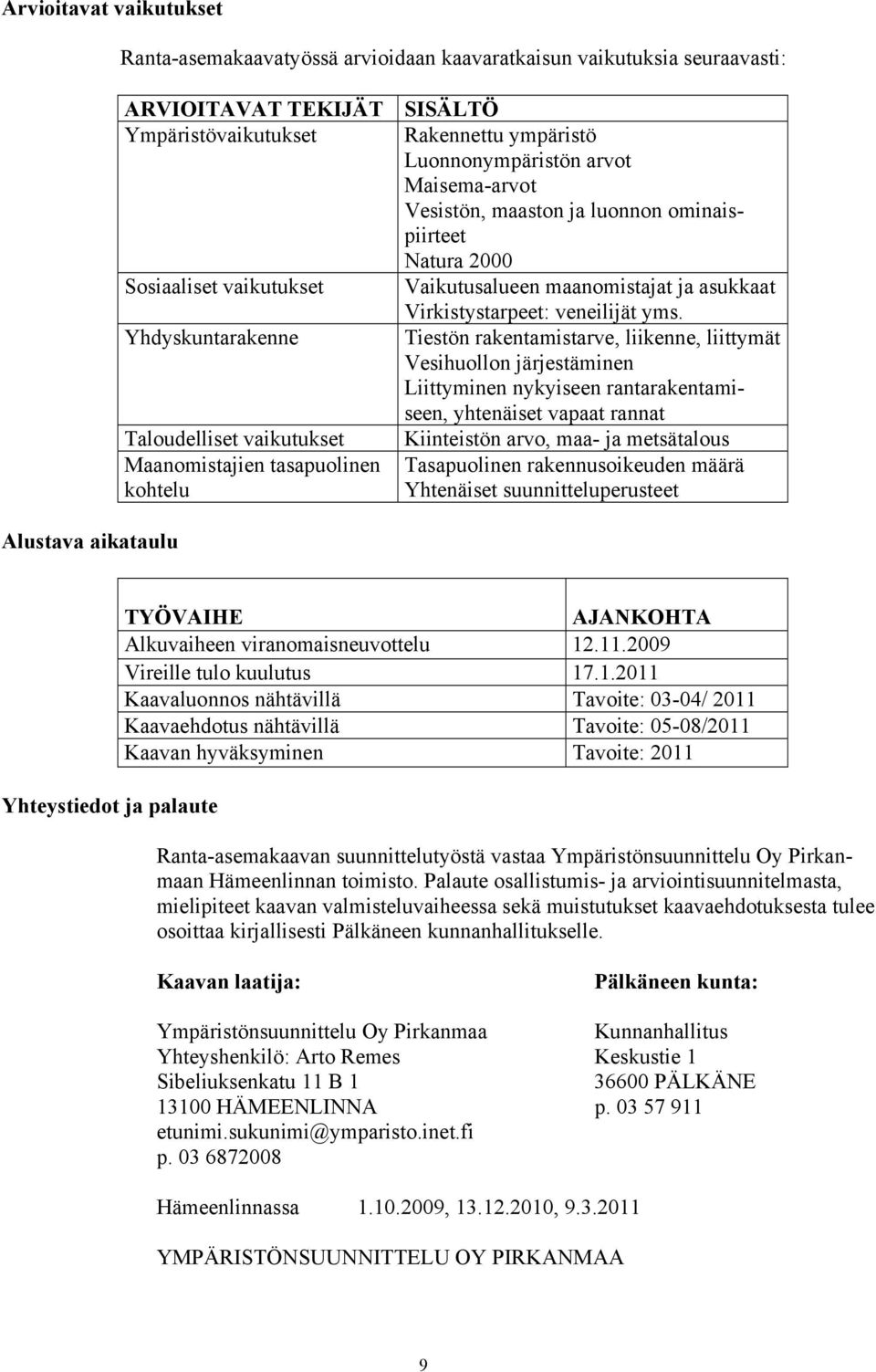 maanomistajat ja asukkaat Virkistystarpeet: veneilijät yms.