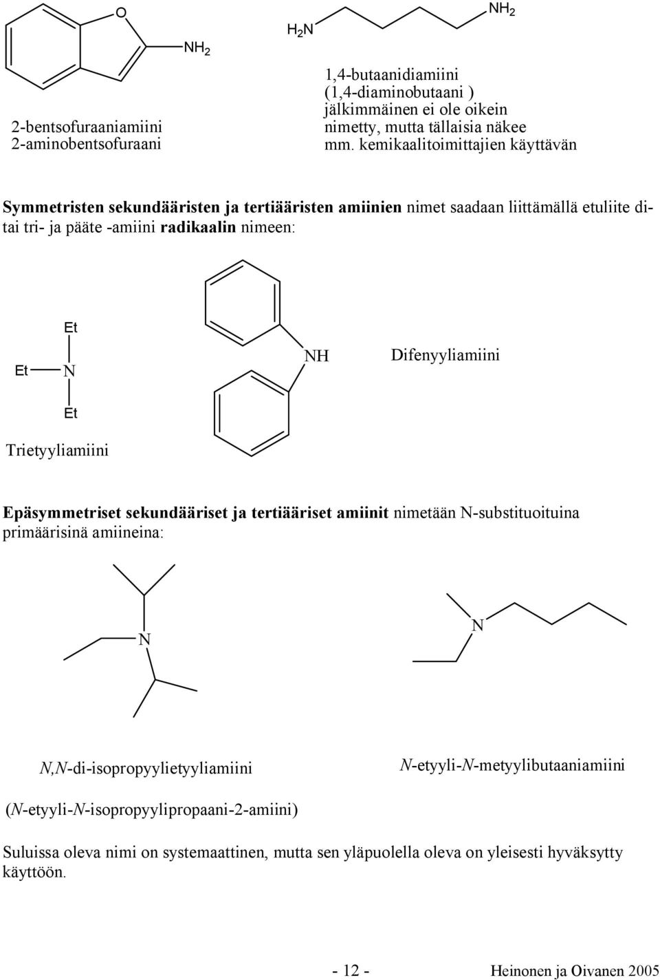 Difenyyliamiini Et Trietyyliamiini Epäsymmetriset sekundääriset ja tertiääriset amiinit nimetään -substituoituina primäärisinä amiineina:,-di-isopropyylietyyliamiini