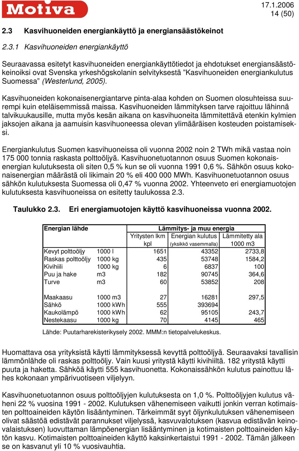 1 Kasvihuoneiden energiankäyttö Seuraavassa esitetyt kasvihuoneiden energiankäyttötiedot ja ehdotukset energiansäästökeinoiksi ovat Svenska yrkeshögskolanin selvityksestä Kasvihuoneiden