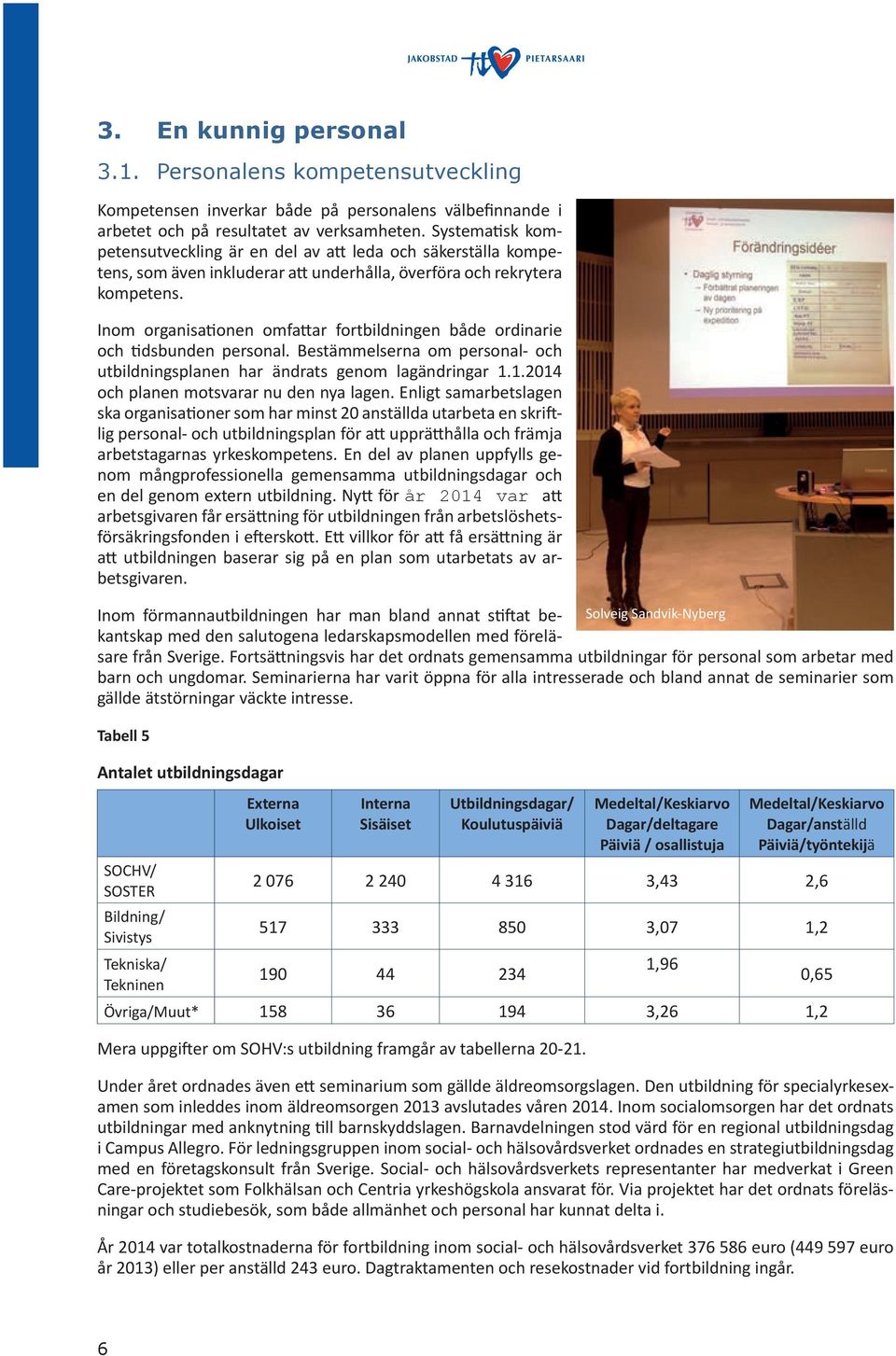 Inom organisationen omfattar fortbildningen både ordinarie och tidsbunden personal. Bestämmelserna om personal- och utbildningsplanen har ändrats genom lagändringar 1.