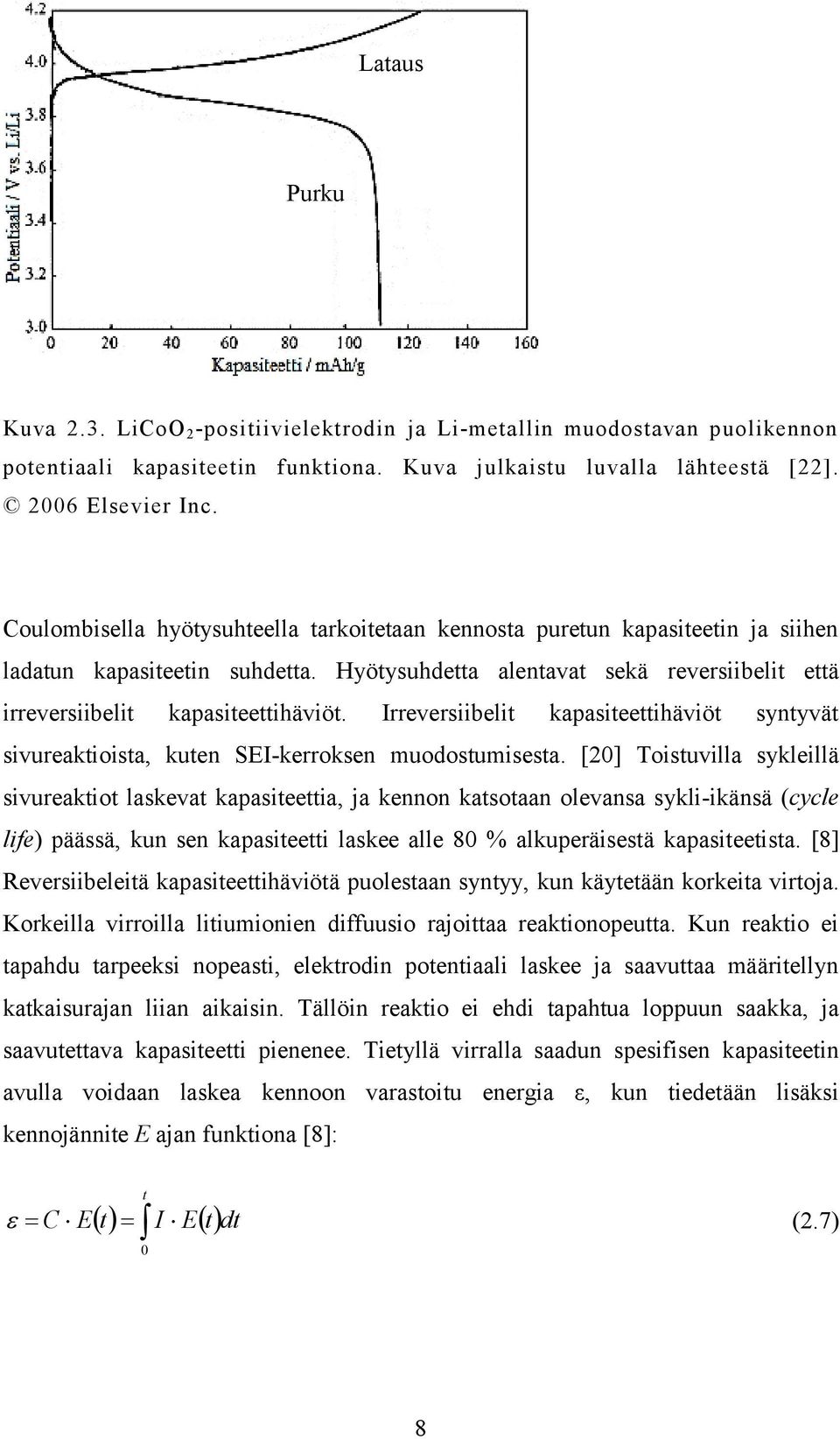 Irreversiibelit kapasiteettihäviöt syntyvät sivureaktioista, kuten SEI-kerroksen muodostumisesta.