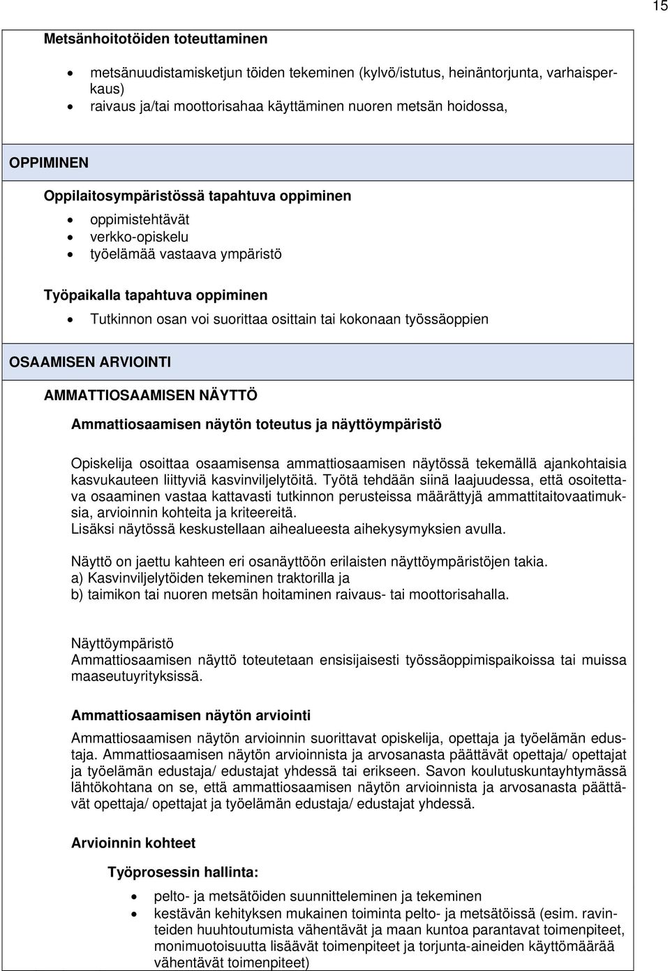 OSAAMISEN ARVIOINTI AMMATTIOSAAMISEN NÄYTTÖ Ammattiosaamisen näytön toteutus ja näyttöympäristö Opiskelija osoittaa osaamisensa ammattiosaamisen näytössä tekemällä ajankohtaisia kasvukauteen