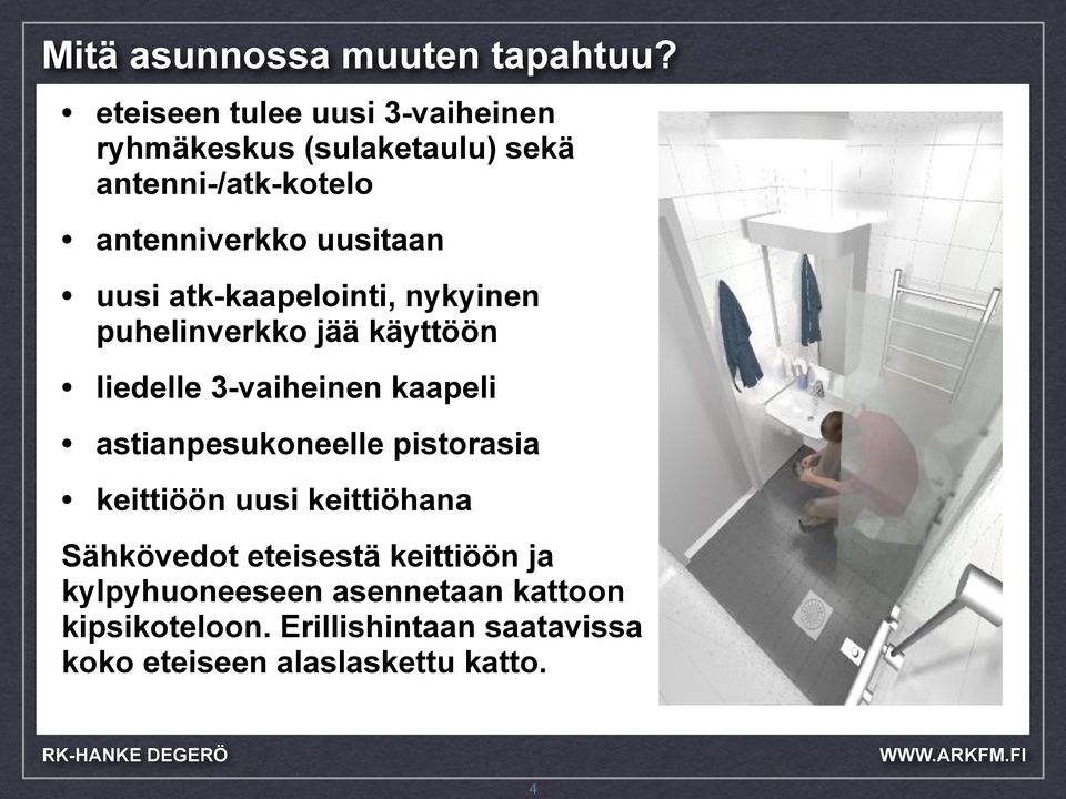 uusi atk-kaapelointi, nykyinen puhelinverkko jää käyttöön liedelle 3-vaiheinen kaapeli astianpesukoneelle