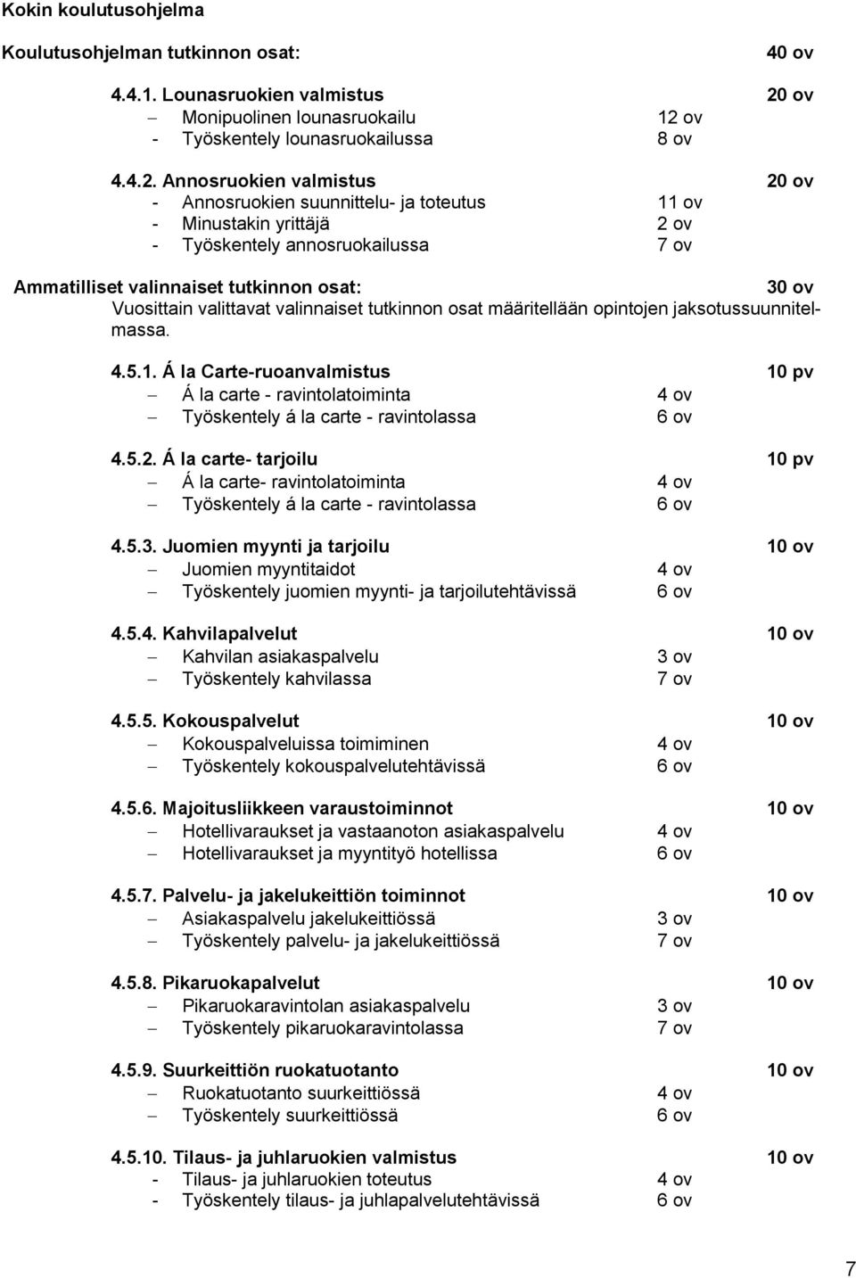 ov - Työskentely lounasruokailussa 8 ov 4.4.2.