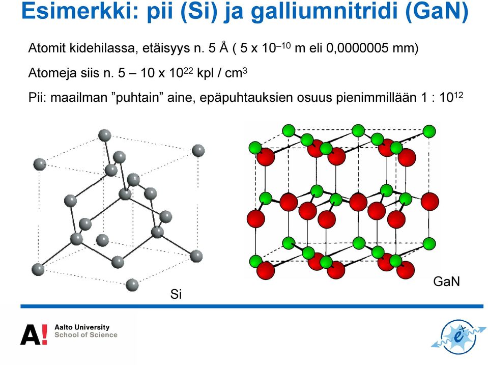 5 Å ( 5 x 10 10 m eli 0,0000005 mm) Atomeja siis n.