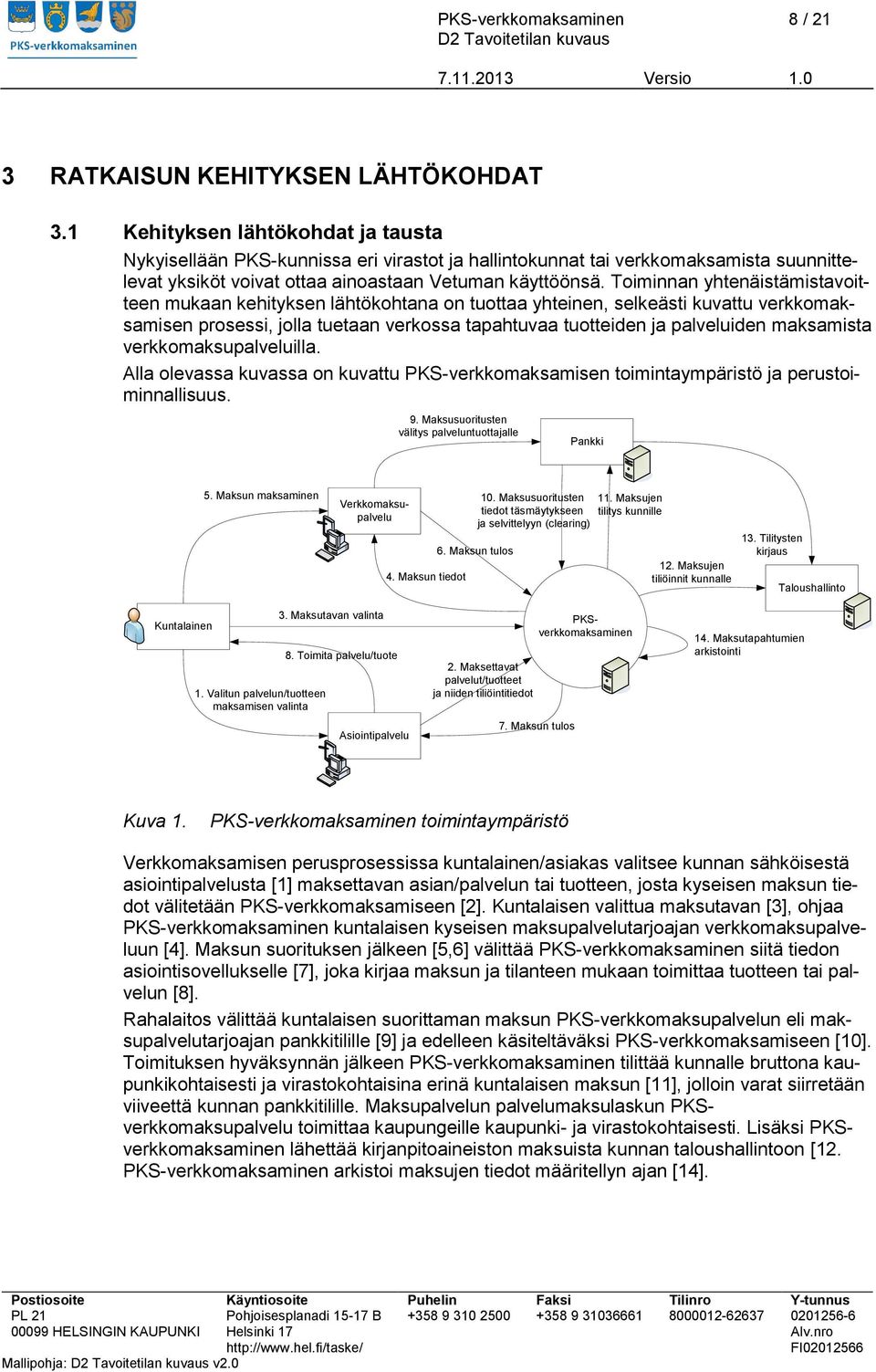 Valitun palvelun/tuotteen maksamisen valinta 3. Maksutavan valinta 8. Toimita palvelu/tuote Asiointipalvelu 2. Maksettavat palvelut/tuotteet ja niiden tiliöintitiedot 3.