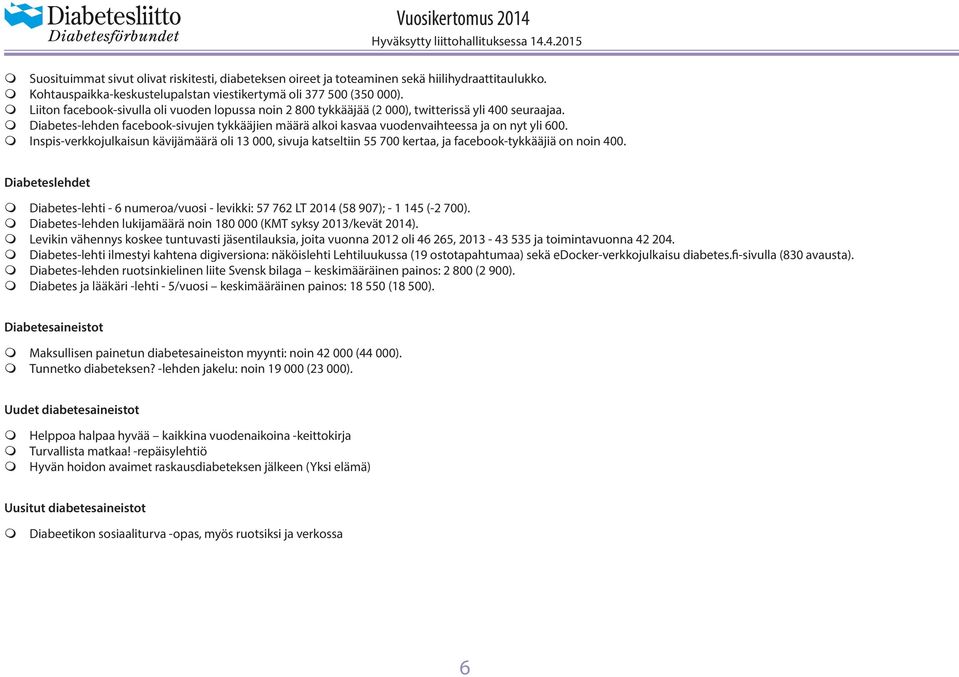 m Diabetes-lehden facebook-sivujen tykkääjien määrä alkoi kasvaa vuodenvaihteessa ja on nyt yli 600.