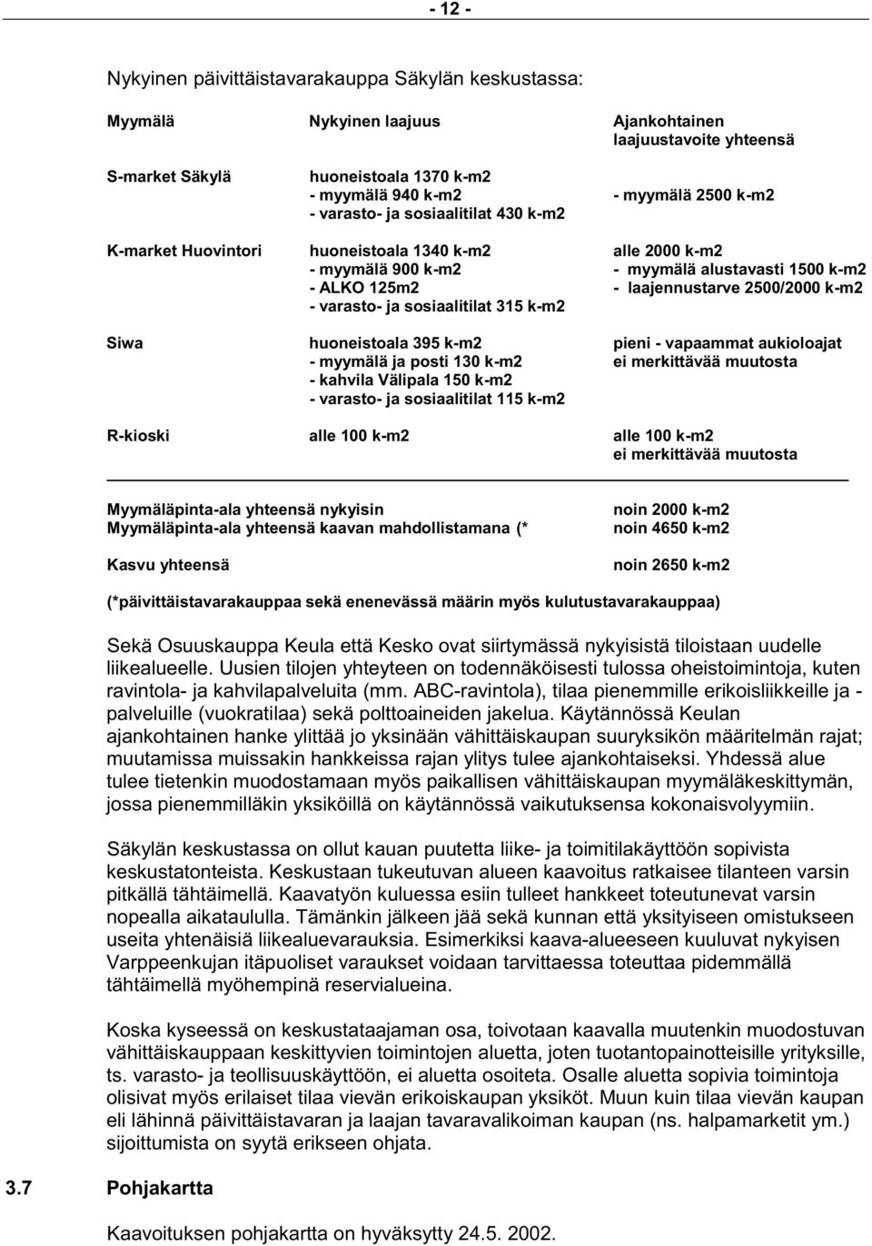 varasto- ja sosiaalitilat 315 k-m2 Siwa huoneistoala 395 k-m2 pieni - vapaammat aukioloajat - myymälä ja posti 130 k-m2 ei merkittävää muutosta - kahvila Välipala 150 k-m2 - varasto- ja sosiaalitilat