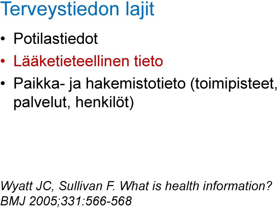 hakemistotieto (toimipisteet, palvelut,