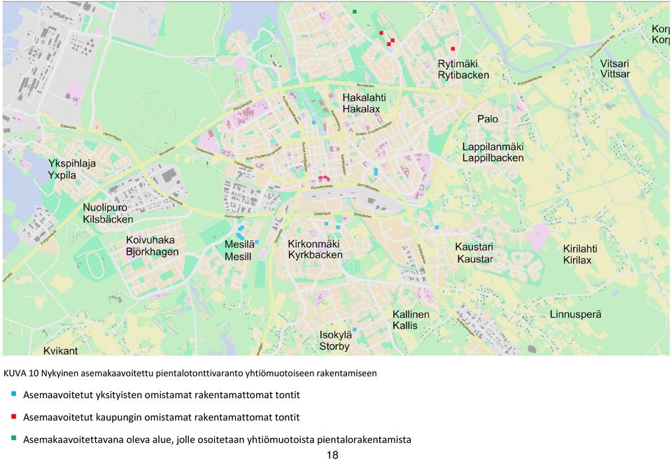 tontit Asemaavoitetut kaupungin omistamat rakentamattomat tontit