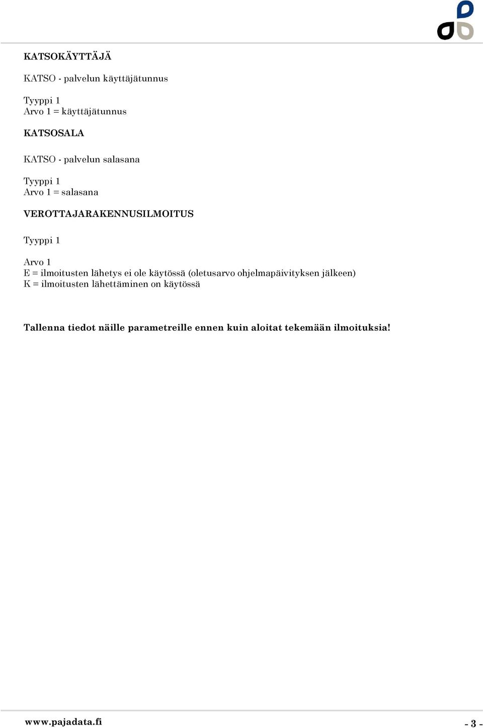 ilmoitusten lähetys ei ole käytössä (oletusarvo ohjelmapäivityksen jälkeen) K = ilmoitusten