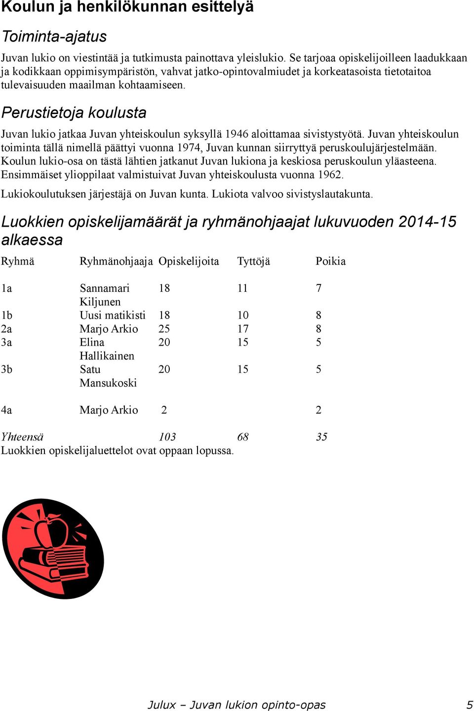 Perustietoja koulusta Juvan lukio jatkaa Juvan yhteiskoulun syksyllä 1946 aloittamaa sivistystyötä.