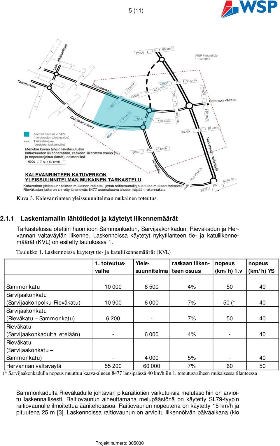 toteutusvaihe Yleissuunnitelma raskaan liikenteen osuus nopeus (km/h) 1.