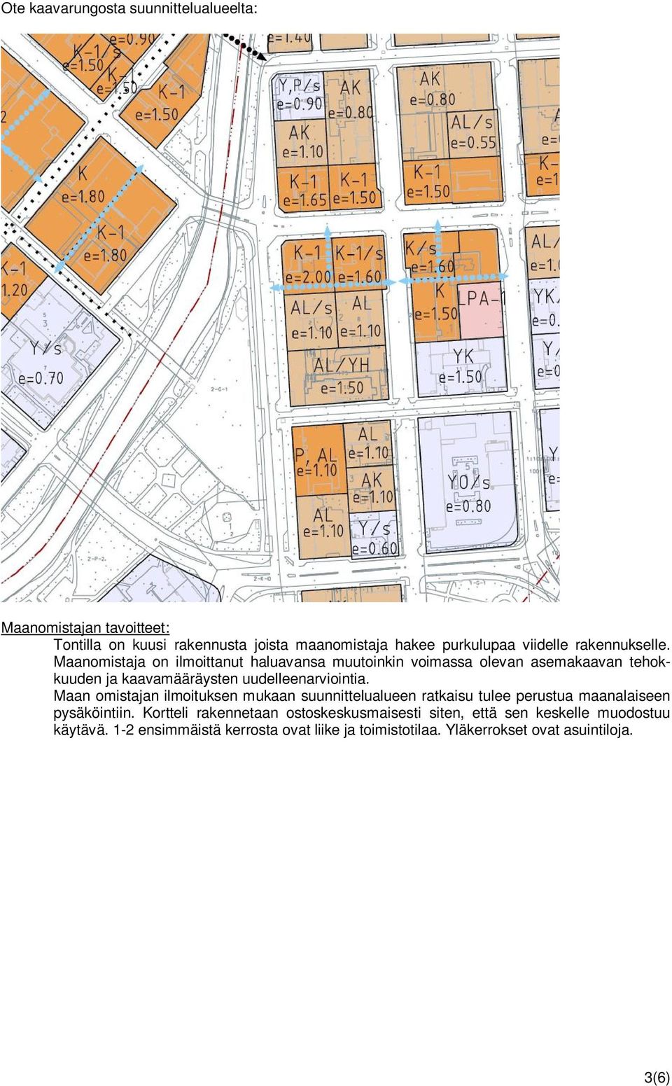 Maanomistaja on ilmoittanut haluavansa muutoinkin voimassa olevan asemakaavan tehokkuuden ja kaavamääräysten uudelleenviointia.
