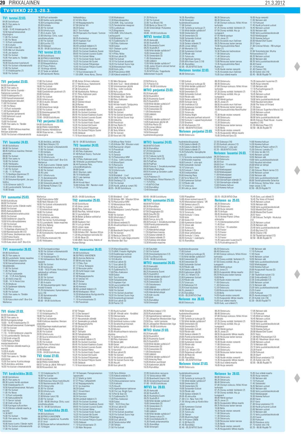 55 Yle Uutiset viittomakielellä 17.00 Yle Uutiset 17.10 Viidakkoperhe (7) 18.00 Yle Uutiset 18.30 Puoli seitsemän 19.00 Vanha suola janottaa 19.30 Kuningaskuluttaja 20.00 Kotikatu 20.