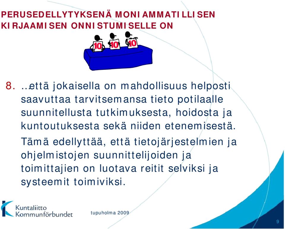 suunnitellusta tutkimuksesta, hoidosta ja kuntoutuksesta sekä niiden etenemisestä.