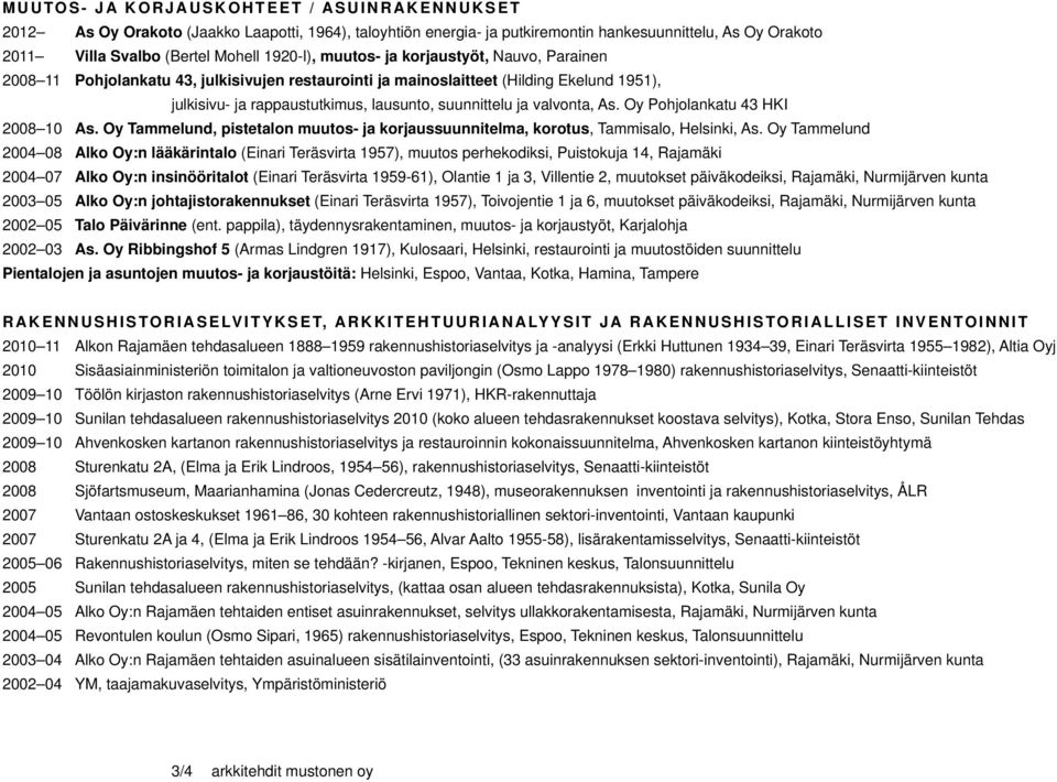 As. Oy Pohjolankatu 43 HKI 2008 10 As. Oy Tammelund, pistetalon muutos- ja korjaussuunnitelma, korotus, Tammisalo, Helsinki, As.