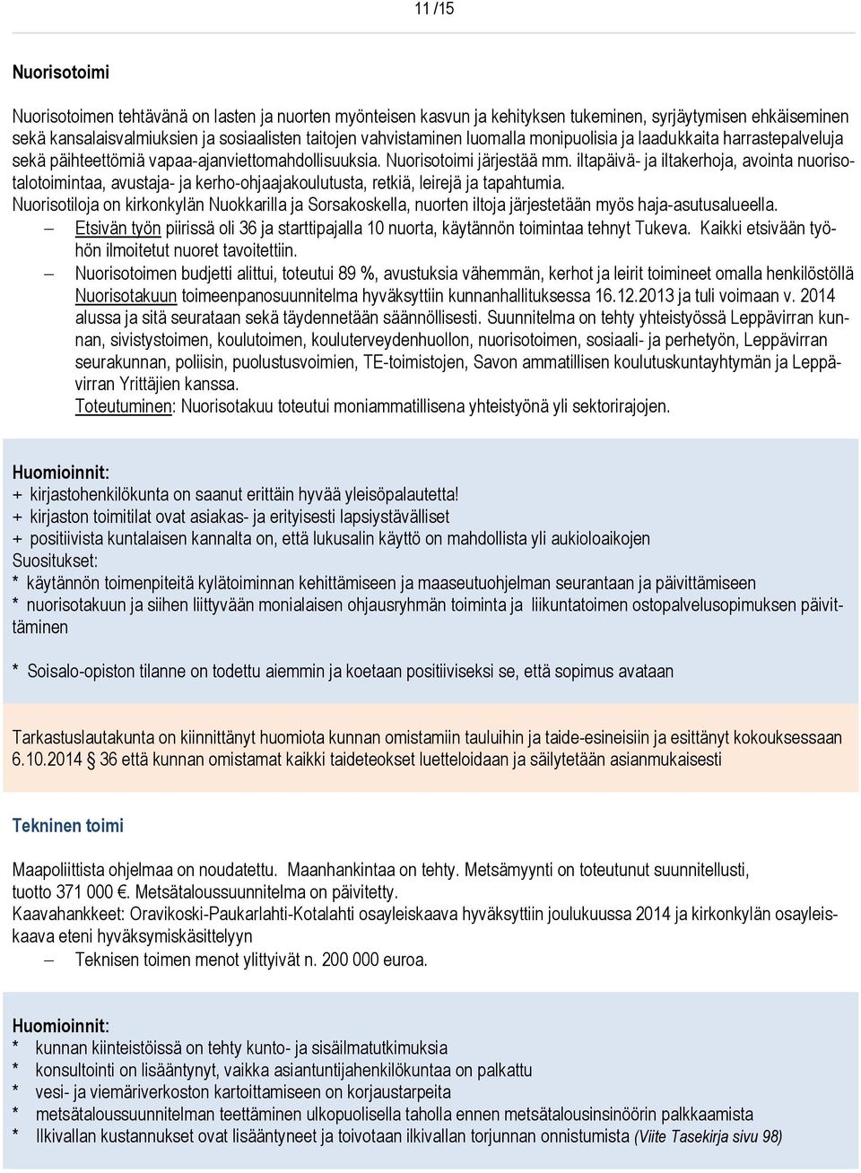 iltapäivä- ja iltakerhoja, avointa nuorisotalotoimintaa, avustaja- ja kerho-ohjaajakoulutusta, retkiä, leirejä ja tapahtumia.