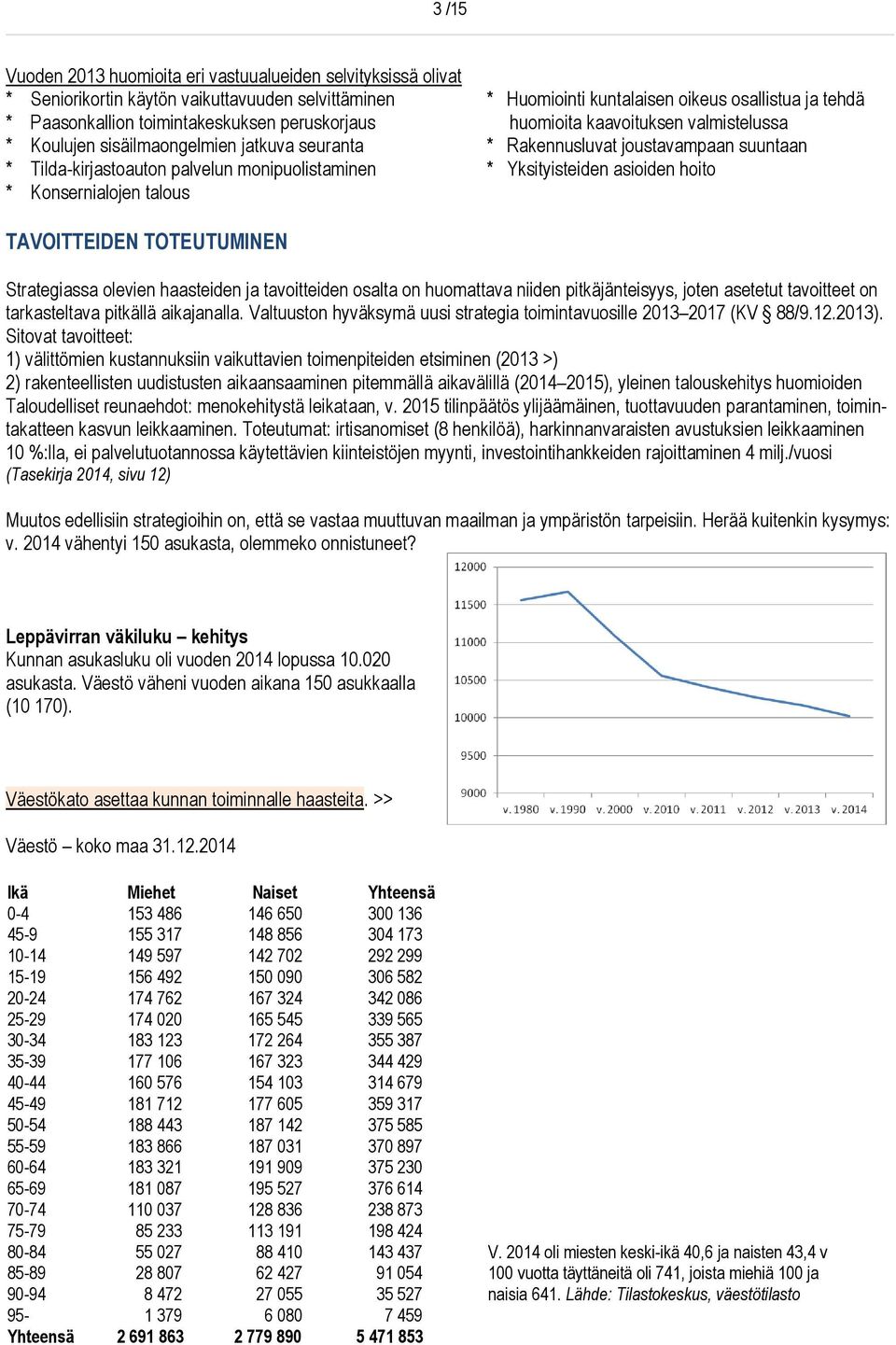 monipuolistaminen * Yksityisteiden asioiden hoito * Konsernialojen talous TAVOITTEIDEN TOTEUTUMINEN Strategiassa olevien haasteiden ja tavoitteiden osalta on huomattava niiden pitkäjänteisyys, joten