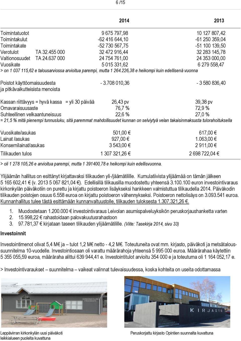 226,38 e heikompi kuin edellisenä vuonna Poistot käyttöomaisuudesta - 3.