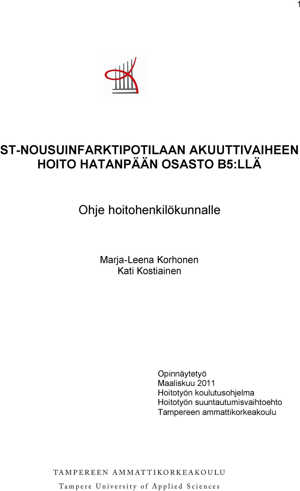 Kati Kostiainen Opinnäytetyö Maaliskuu 2011 Hoitotyön