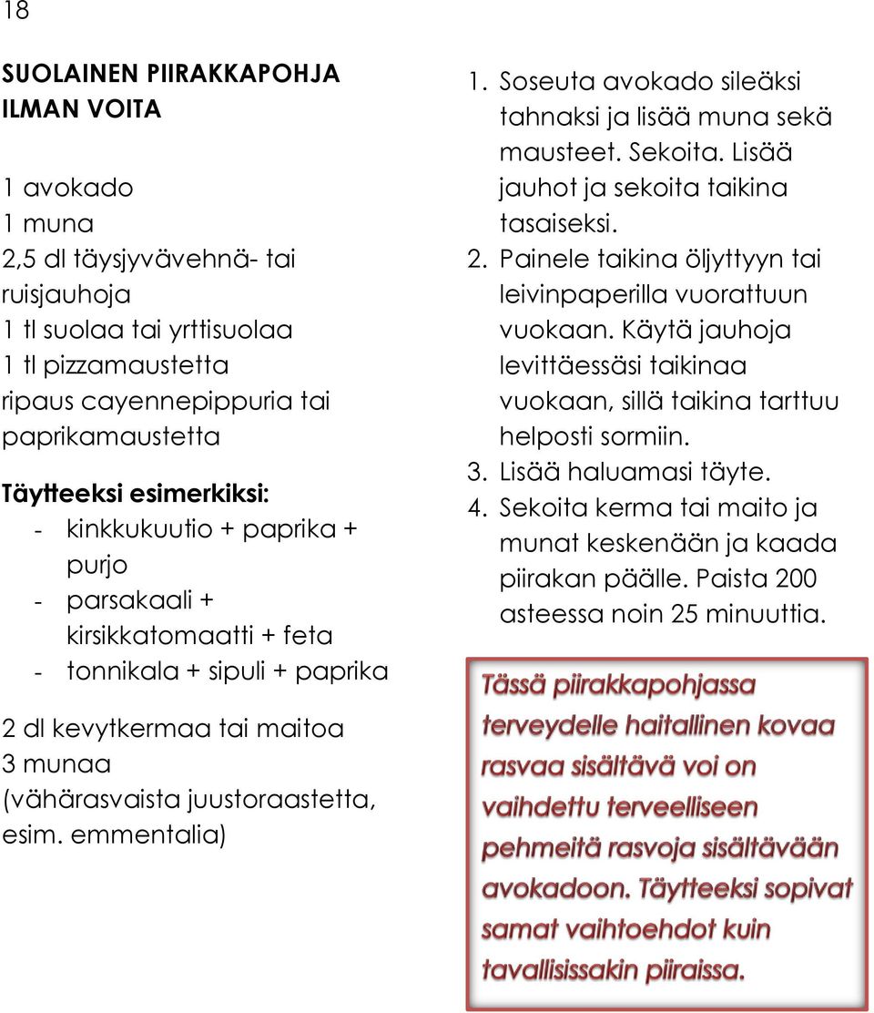 Lisää jauhot ja sekoita taikina tasaiseksi. 2. Painele taikina öljyttyyn tai leivinpaperilla vuorattuun vuokaan. Käytä jauhoja levittäessäsi taikinaa vuokaan, sillä taikina tarttuu helposti sormiin.