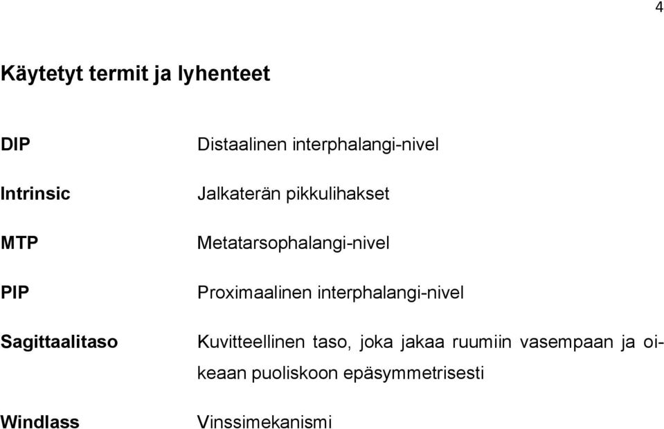 Metatarsophalangi-nivel Proximaalinen interphalangi-nivel Kuvitteellinen