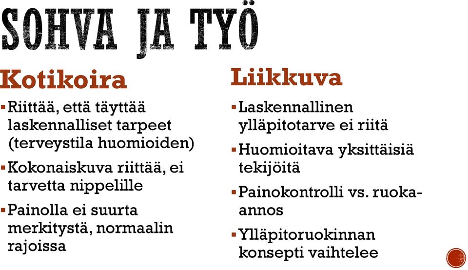 normaalin rajoissa Liikkuva Laskennallinen ylläpitotarve ei riitä Huomioitava