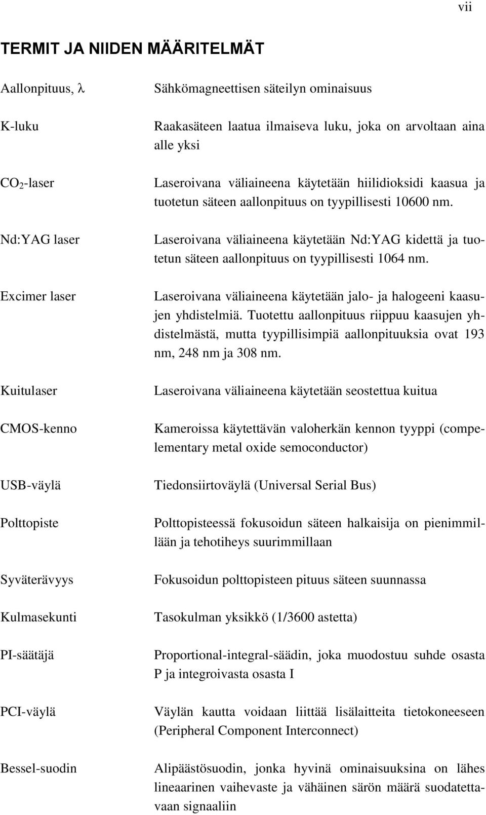 tyypillisesti 10600 nm. Laseroivana väliaineena käytetään Nd:YAG kidettä ja tuotetun säteen aallonpituus on tyypillisesti 1064 nm.