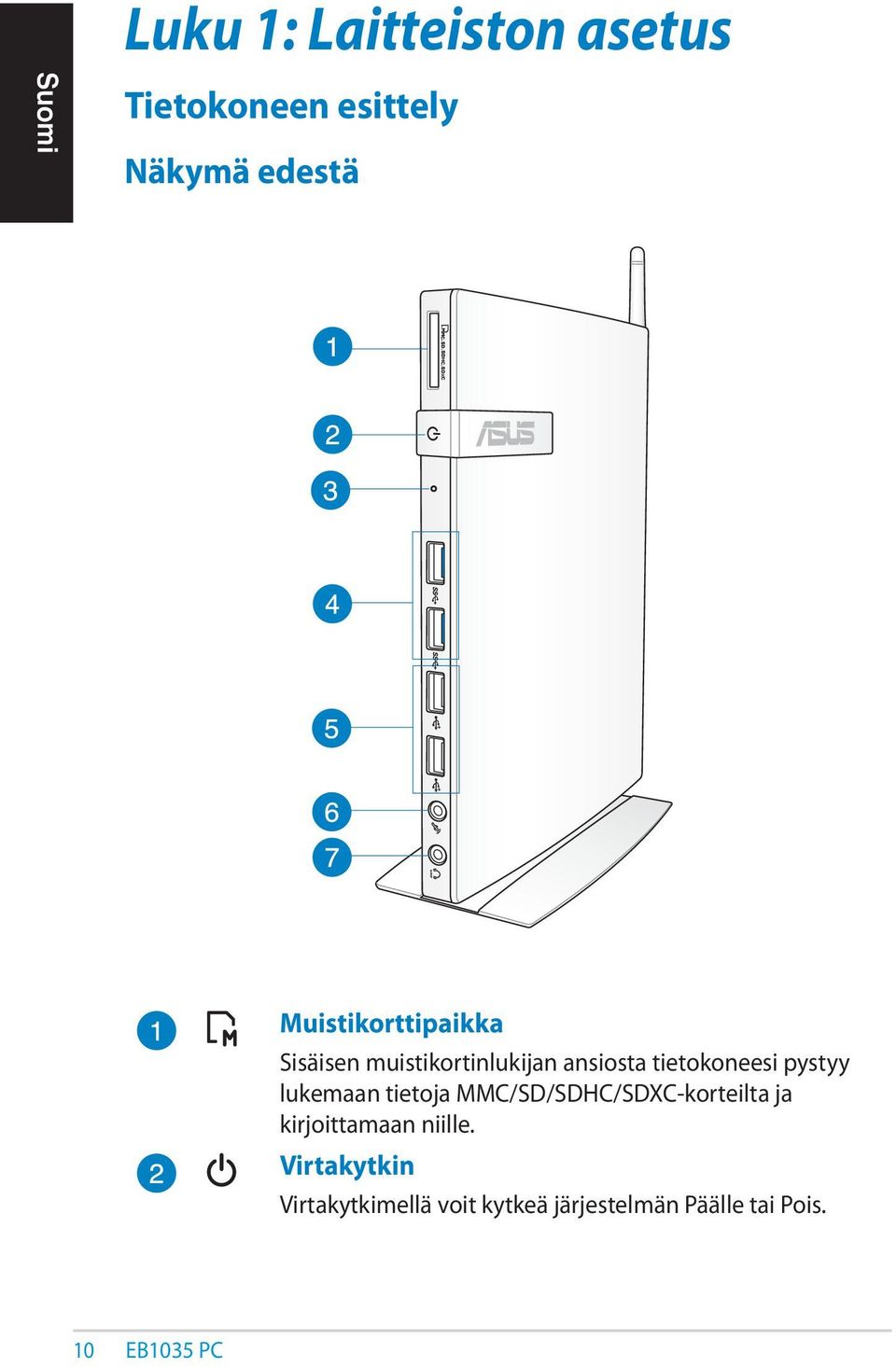 pystyy lukemaan tietoja MMC/SD/SDHC/SDXC-korteilta ja kirjoittamaan