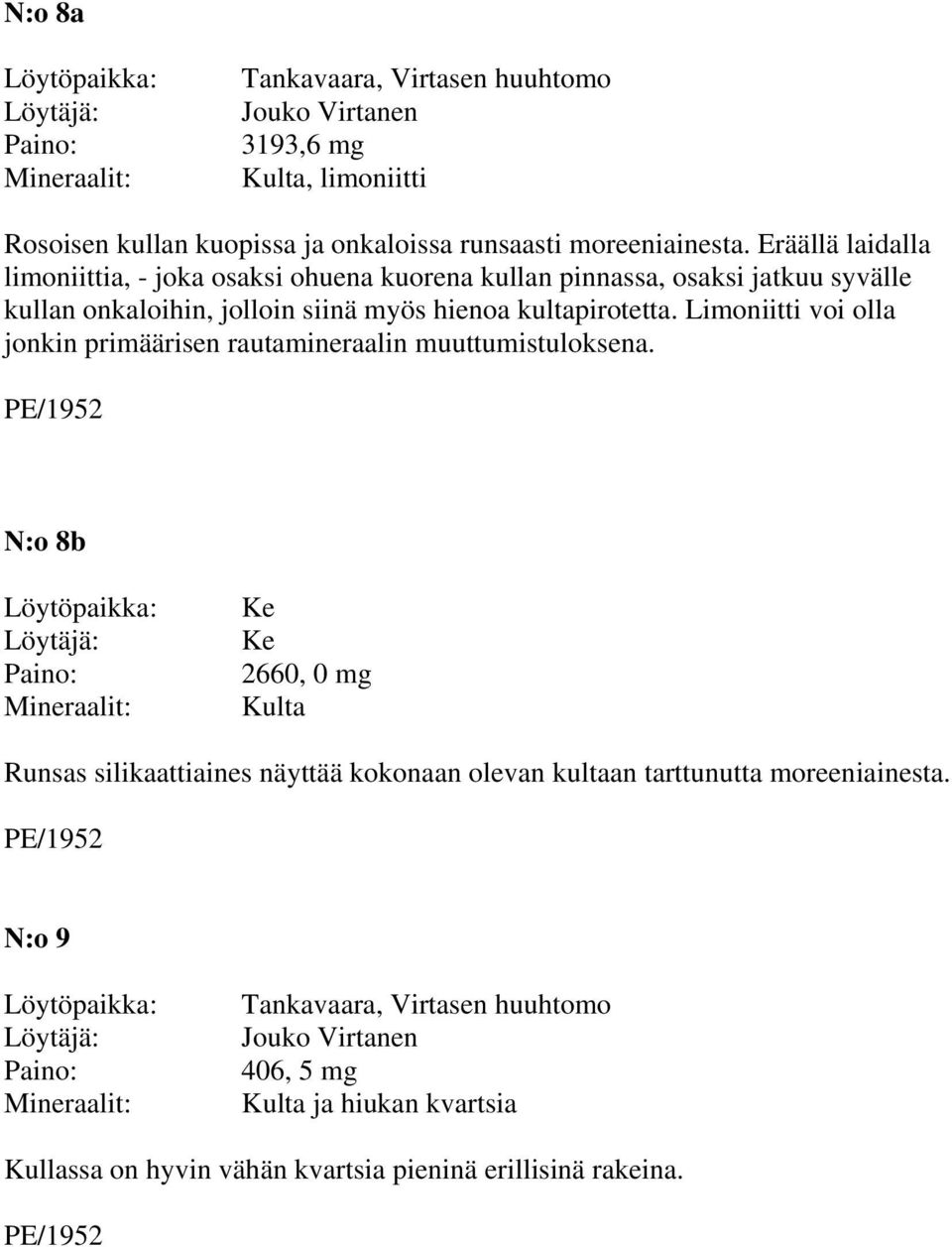 hienoa kultapirotetta. Limoniitti voi olla jonkin primäärisen rautamineraalin muuttumistuloksena.