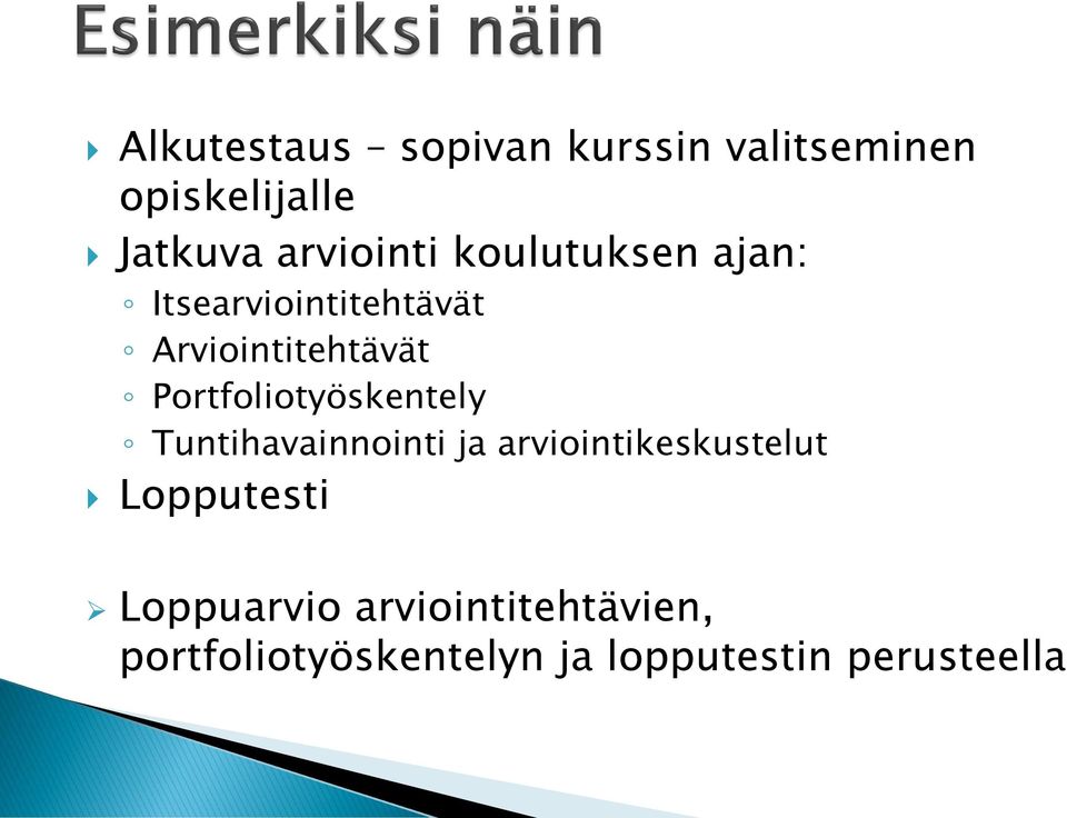 Portfoliotyöskentely Tuntihavainnointi ja arviointikeskustelut