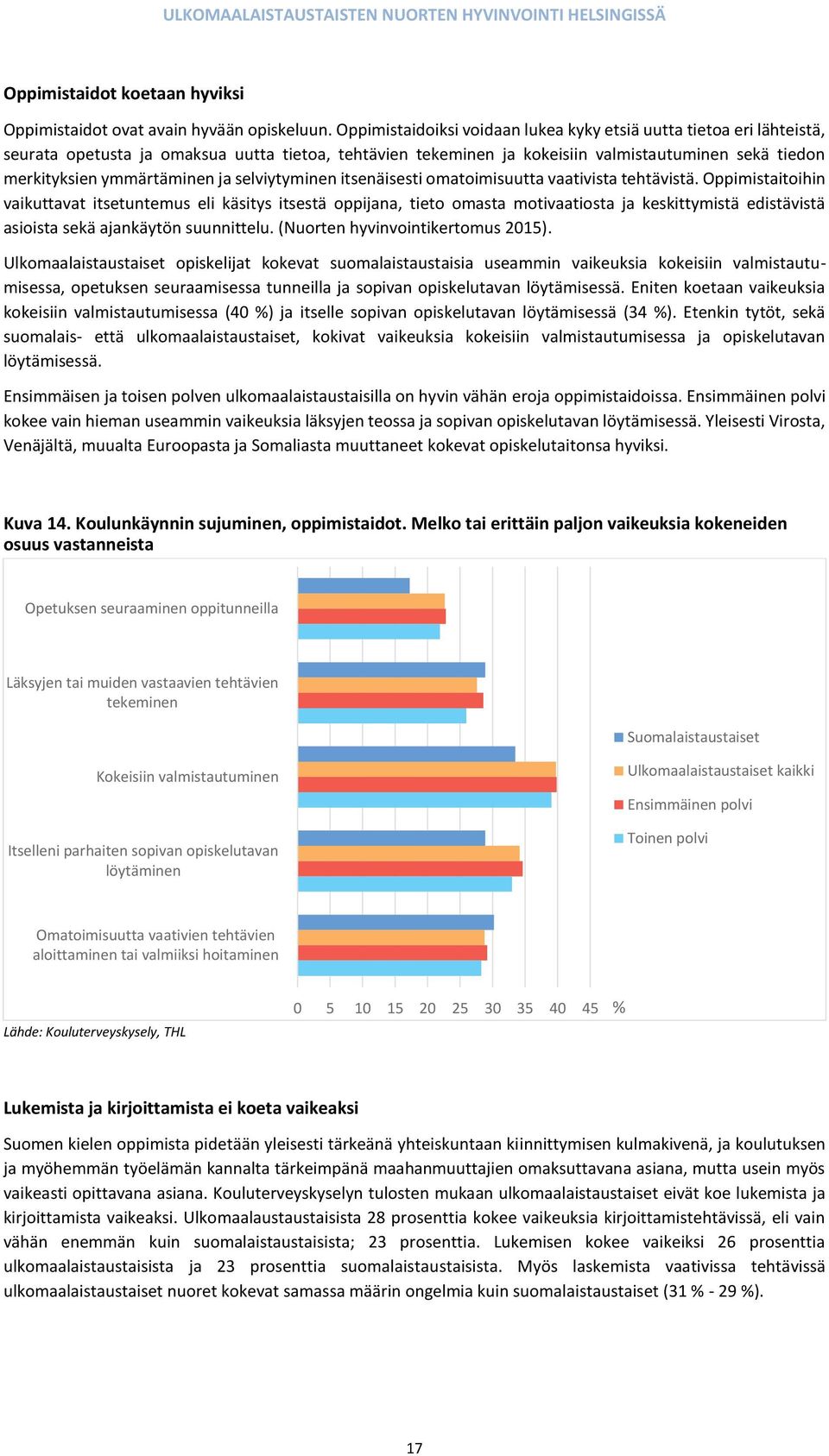 ja selviytyminen itsenäisesti omatoimisuutta vaativista tehtävistä.