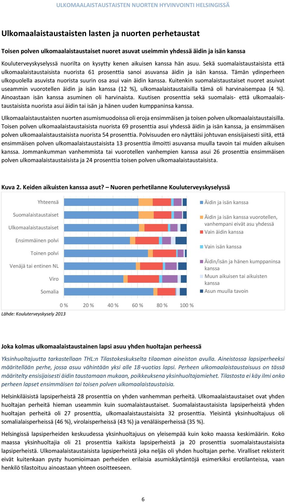 Tämän ydinperheen ulkopuolella asuvista nuorista suurin osa asui vain äidin kanssa.