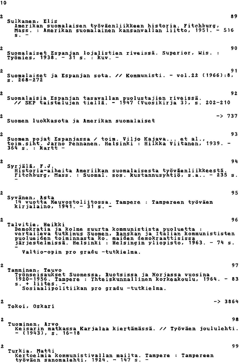 // SKP taistelujen tiellä. - 1947 (Vuosikirja 3), s. 202-210 2 -> 737 Suomen luokkasota ja Amerikan suomalaiset 2 93 Suomen pojat Espanjassa toim. Viljo Kajava... et ai., toim.siht. Jarno Pennanen.