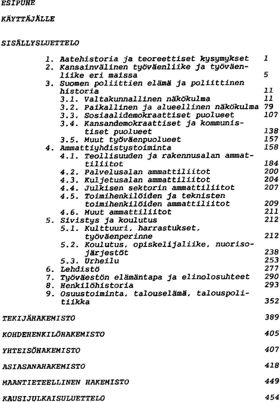 Ammattiyhdistystoiminta 158 4.1. Teollisuuden ja rakennusalan ammattiliitot 184 4.2. Palvelusalan ammattiliitot 200 4.3. Kuljetusalan ammattiliitot 204 4.4. Julkisen sektorin ammattiliitot 207 4.5. Toimihenkilöiden ja teknisten toimihenkilöiden ammattiliitot 209 4.