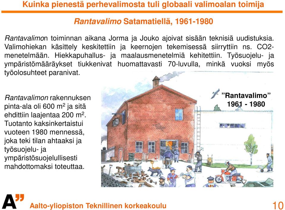 Työsuojelu- ja ympäristömääräykset tiukkenivat huomattavasti 70-luvulla, minkä vuoksi myös työolosuhteet paranivat.