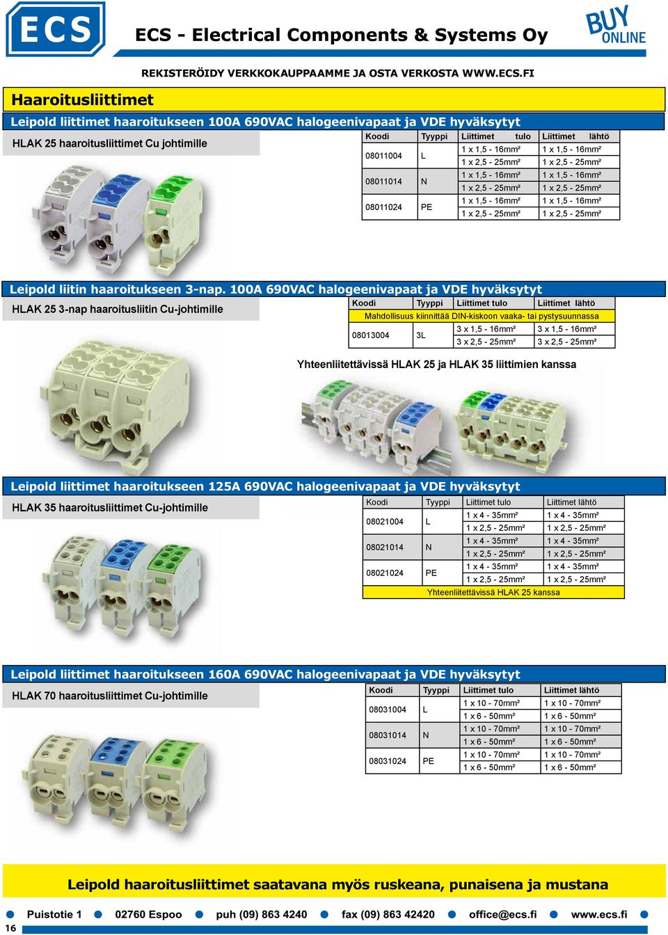 1,5-16mm² 1 x 2,5-25mm² 1 x 2,5-25mm² 08011014 N 1 x 1,5-16mm² 1 x 1,5-16mm² 1 x 2,5-25mm² 1 x 2,5-25mm² 08011024 PE 1 x 1,5-16mm² 1 x 1,5-16mm² 1 x 2,5-25mm² 1 x 2,5-25mm² Leipold liitin