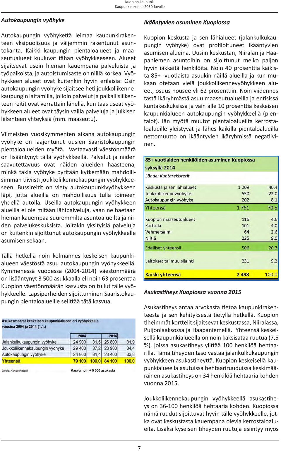 yöhykkeen alueet ovat kuitenkin hyvin erilaisia: Osin autokaupungin vyöhyke sijaitsee heti joukkoliikennekaupungin laitamilla, jolloin palvelut ja paikallisliikenteen reitit ovat verrattain lähellä,