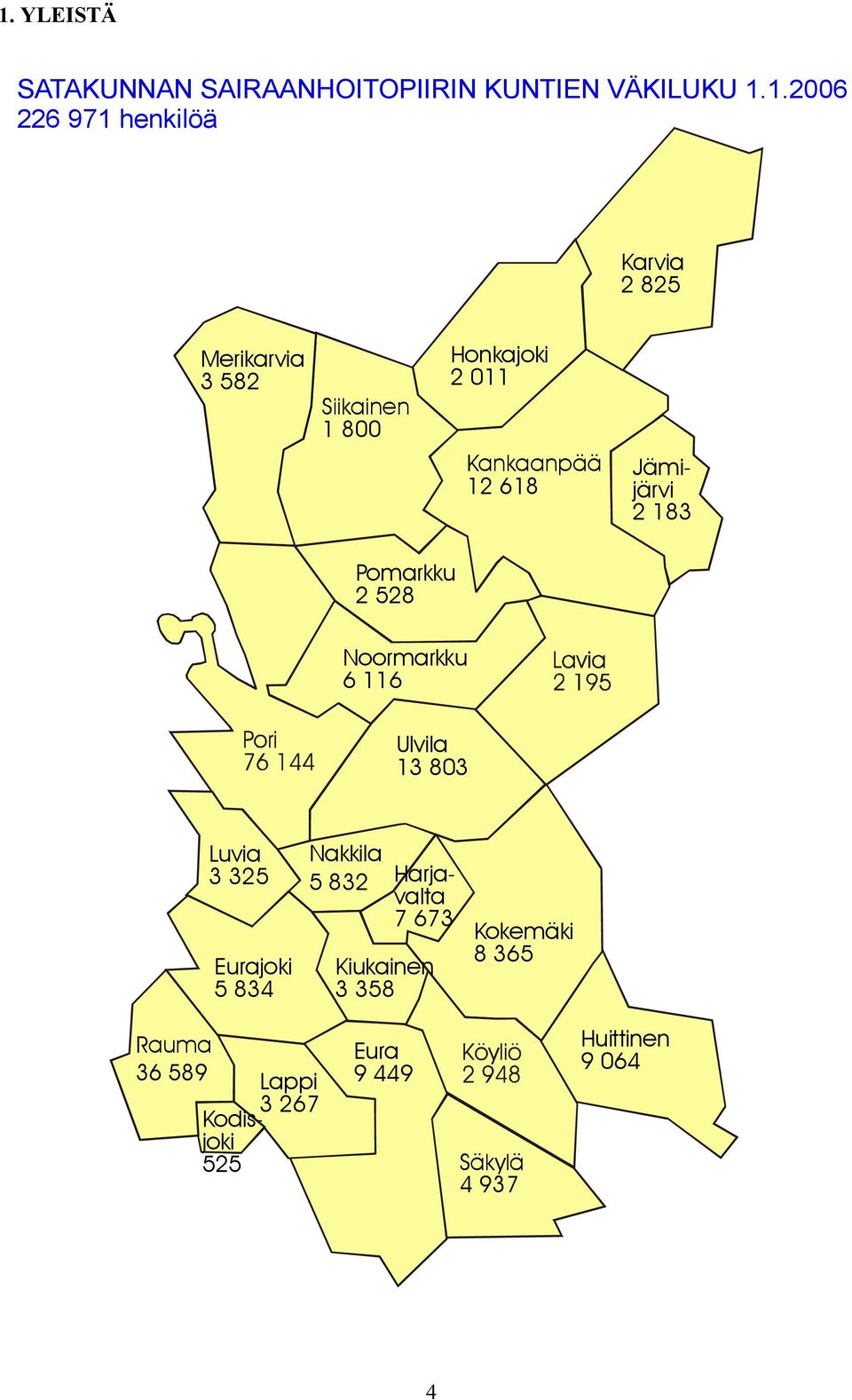 Noormarkku 6 116 Ulvila 13 803 Luvia 3 325 Eurajoki 5 834 Nakkila 5 832 Harjavalta 7 673 Kiukainen