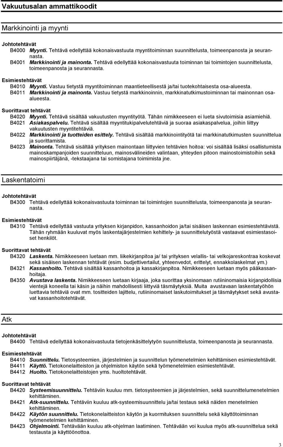 Vastuu tietystä myyntitoiminnan maantieteellisestä ja/tai tuotekohtaisesta osa-alueesta. B4011 Markkinointi ja mainonta.