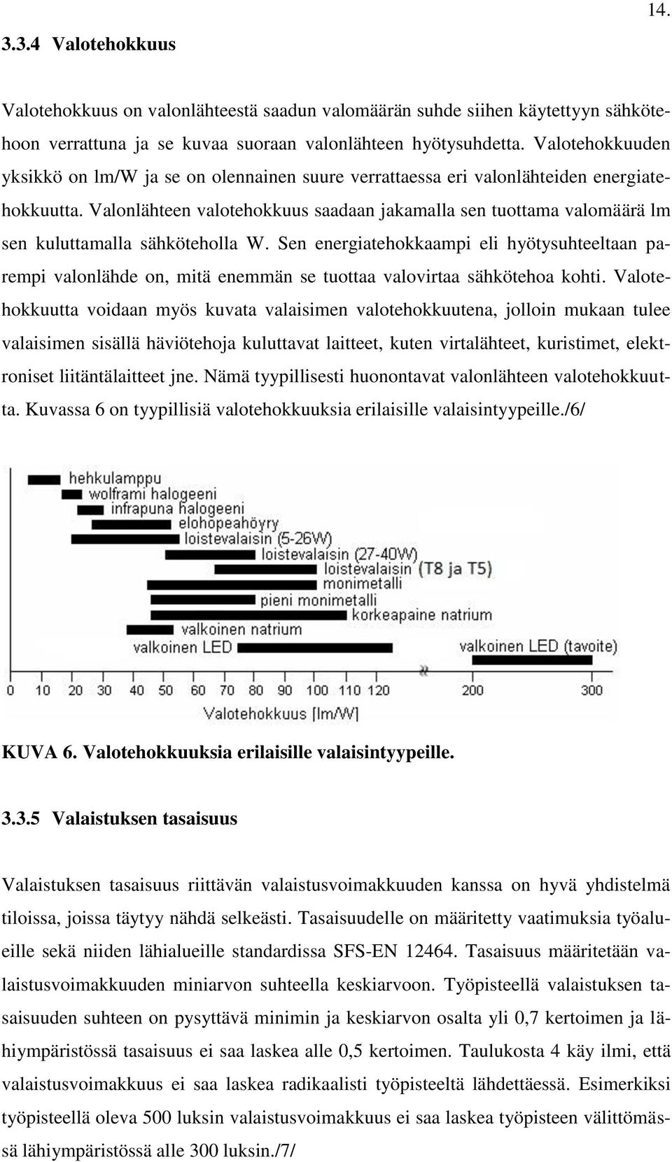 Valonlähteen valotehokkuus saadaan jakamalla sen tuottama valomäärä lm sen kuluttamalla sähköteholla W.