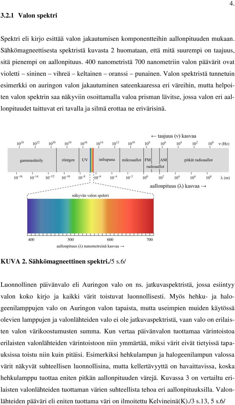 400 nanometristä 700 nanometriin valon päävärit ovat violetti sininen vihreä keltainen oranssi punainen.