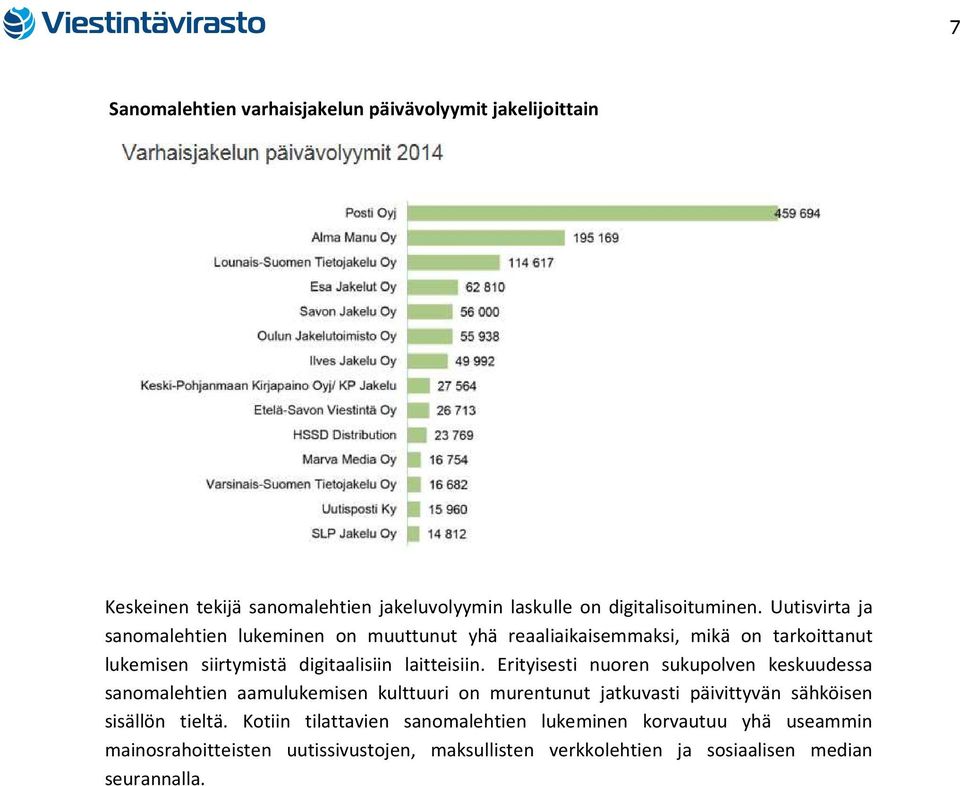 Erityisesti nuoren sukupolven keskuudessa sanomalehtien aamulukemisen kulttuuri on murentunut jatkuvasti päivittyvän sähköisen sisällön tieltä.