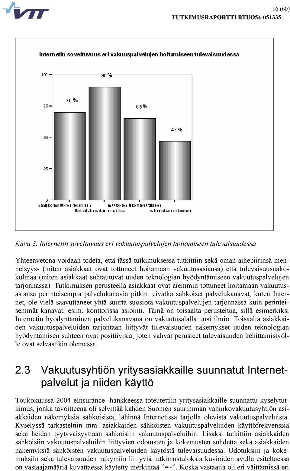 tottuneet hoitamaan vakuutusasiansa) että tulevaisuusnäkökulmaa (miten asiakkaat suhtautuvat uuden teknologian hyödyntämiseen vakuutuspalvelujen tarjonnassa).