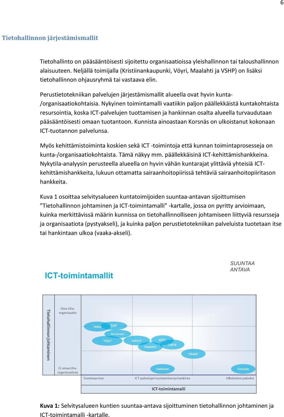 Perustietotekniikan palvelujen järjestämismallit alueella ovat hyvin kunta- /organisaatiokohtaisia.